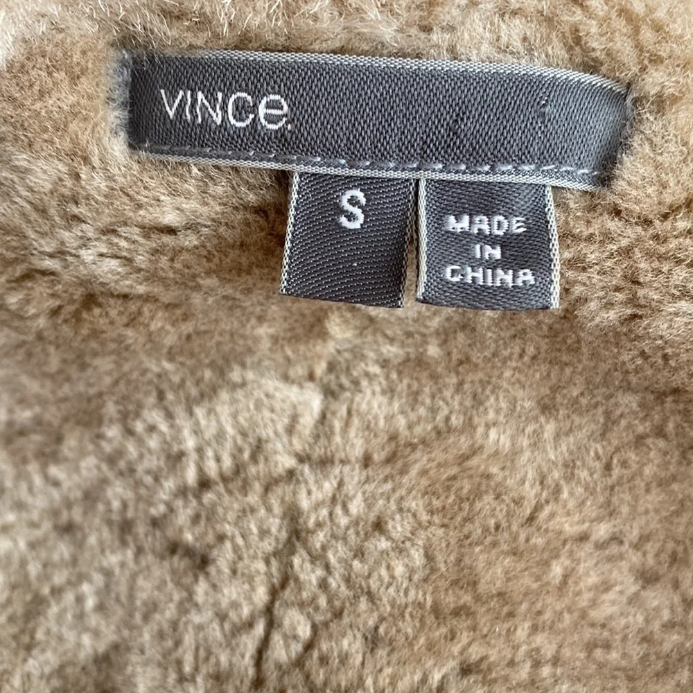 Vince tan shearling draped open jacket - Picture 5 of 10
